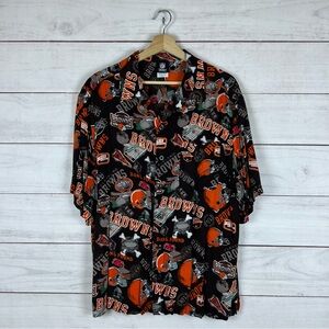Cleveland Browns NFL Hawaiian Button Short Sleeve Shirt Large